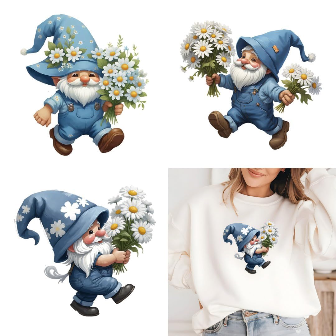Spring Gnome Sublimation Iron on Transfer Vinyl Cursive Heat Transfer Letters for T Shirts Clothing Stockings Printing DIY Crafts Decorations