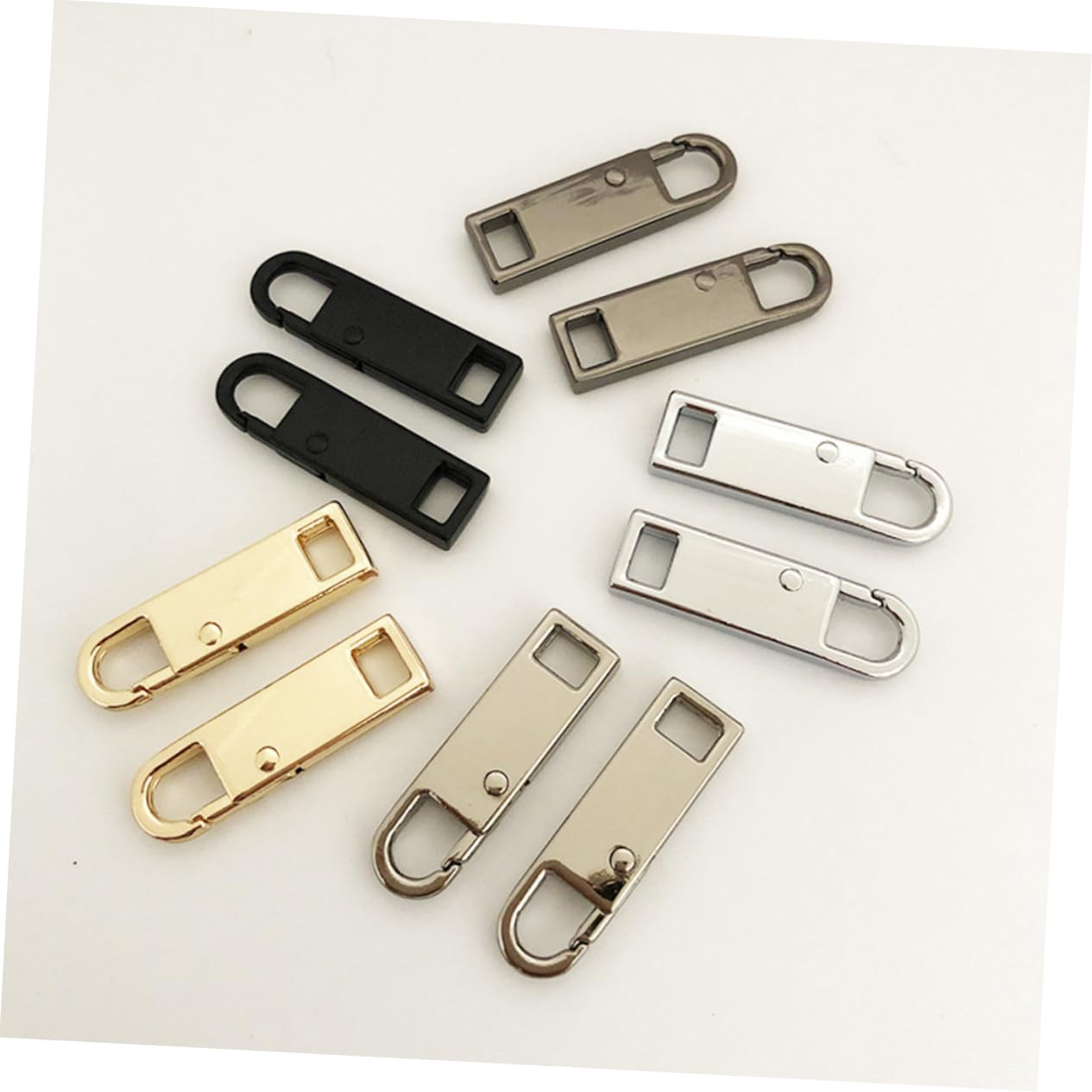 TEHAUX 60 Piezas Tirador de cremallera desmontable reparación de lengüetas pinza de cremallera abrigo mochila fijadores de cremalleras cabeza de cremallera de bolsa Metal