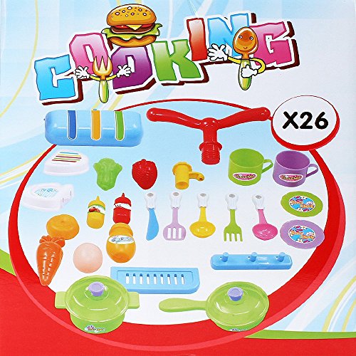 TE-Trend Kinderküche Mobile kompakte Spielküche Spielkiste Spielbox fahrbar Spielzeug Sound Lichteffekte 26-teilig – Bild 4