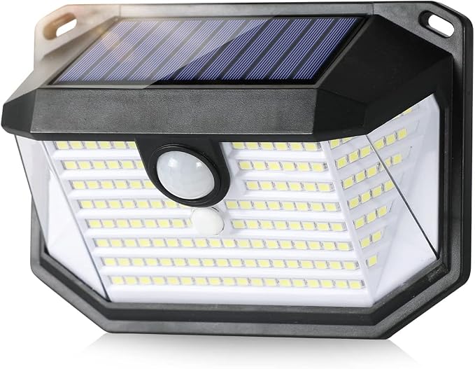 GRIFEMA Faretto LED da Esterno Solare con Sensore di Movimento, 100 LEDs, 3 Modalità, Angolo 270°, IP65, Batteria 800mAh, Lampada Solare da Giardino, Confezione da 2, GDK203-2