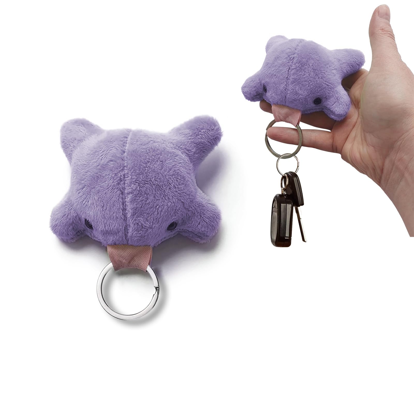 Agromusk Cute Frog Keychain,Kawaii Frog Plush Keychain,Green Frog Purse Bag Charms Funny Frog Decor Car Keys Gifts (Purple)