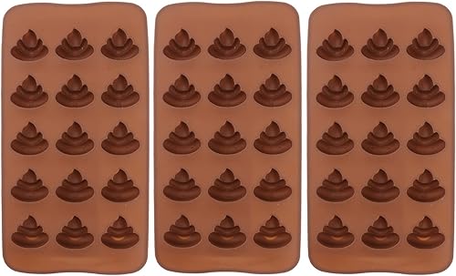 Topbathi - Juego de 3 moldes de silicona con forma de caca para repostería