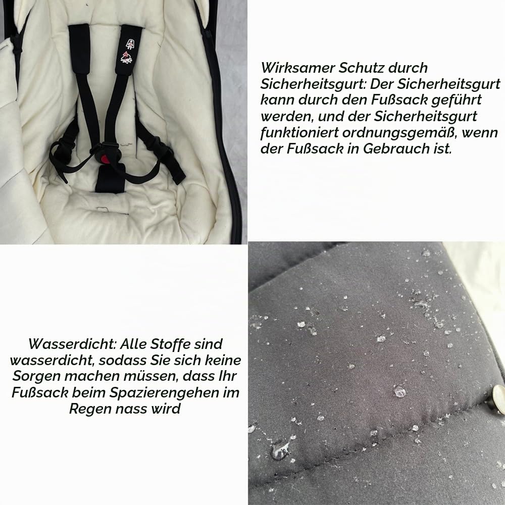 Universeller Kinderwagen-Fußsack, kompatibel mit Babyzen YOYO/YOYO2, Stokke YOYO3 & Bugaboo, Wind- und kältesicher, leicht zu reinigen (Schwarz)