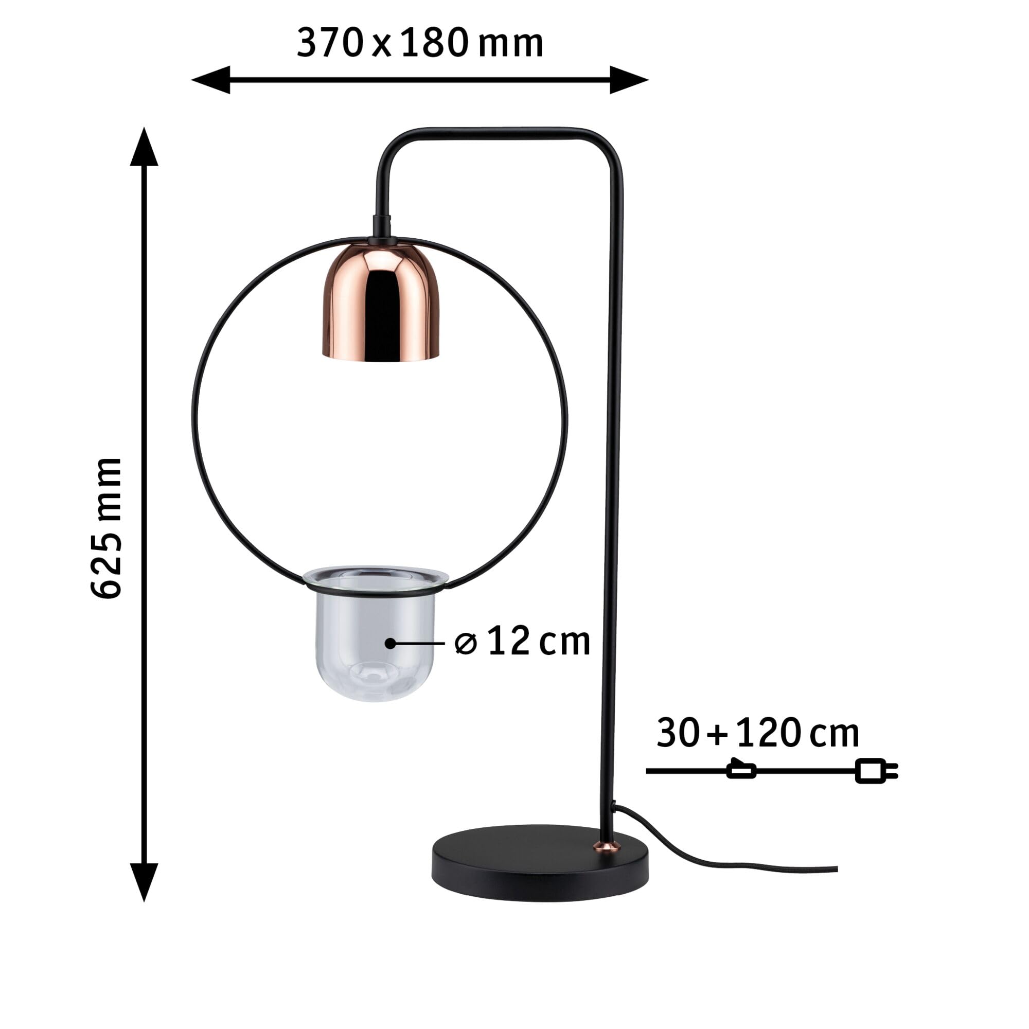 Paulmann 79746 Tischleuchte Fanja Pflanzenleuchte max. 20 Watt Tischlampe Schwarz, Kupfer Metall GU10