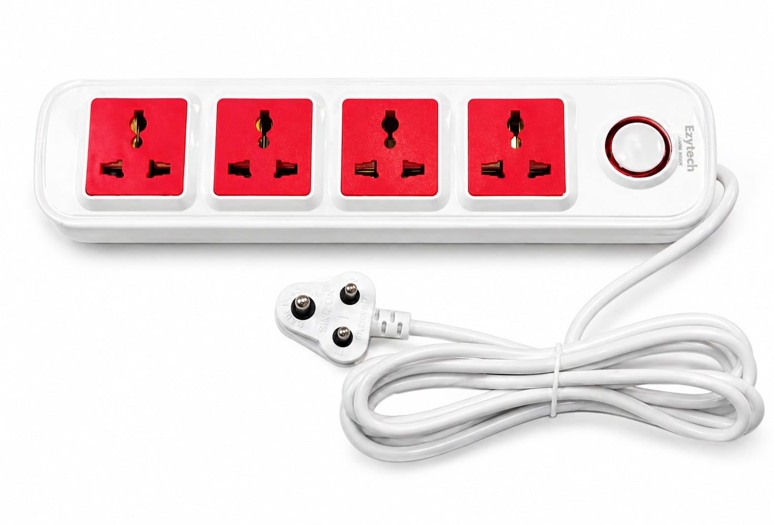 ez401br extension board 10 amp output 240 volts with 4 universal sockets & master switch with 2.5 mtr power cord | heavy duty power strip with surge protection for home & office