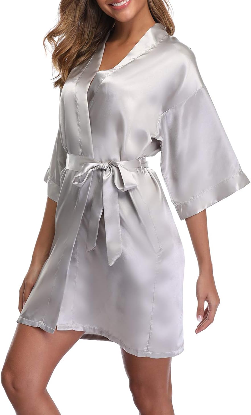 ABC-STAR Women's Short Satin Kimono Robe for Wedding Bridal Party Bridesmaid Robe Sleepwear