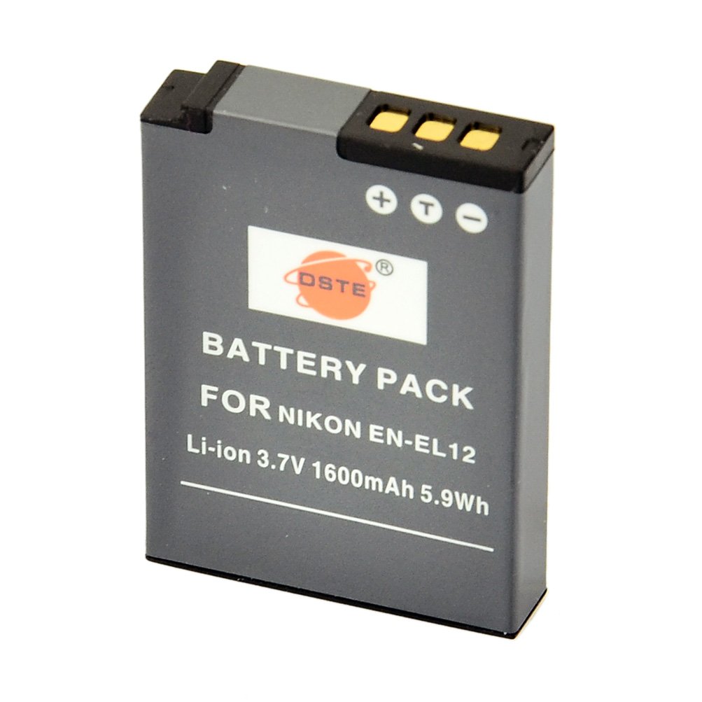 DSTE Replacement Battery for Nikon EN-EL12 Coolpix P300 P310 P330 P340 S31  S70 S610 S620 S630 S640 S800c S1000pj S1100pj S1200pj S6000 S6100 S6150