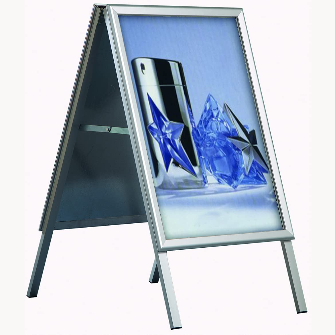2 Stück Kundenstopper A1 - Doppelseitige Werbetafel - A-Ständer Gehwegaufsteller aus eloxiertem Aluminium - klappbarer und stabiler Plakatständer mit PVC Schutzfolie