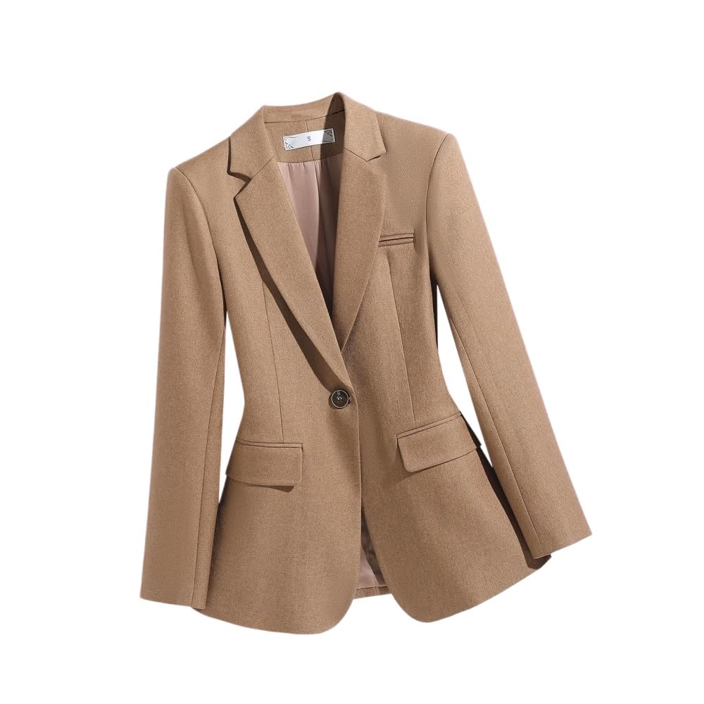 Blazer Donna,Blazer da Donna Elegante e Tinta Unita, Maniche Lunghe, Colletto risvoltato, vestibilità Slim, Giacca da Ufficio con Un Solo Bottone.