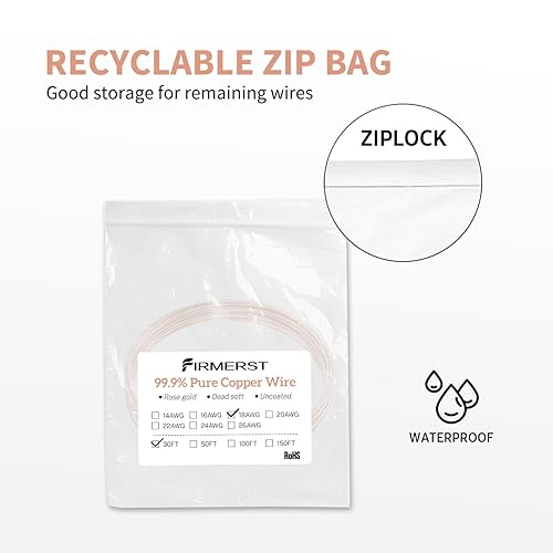 Miniatura 5 de FIRMERST Alambre de cobre de 18 AWG para la fabricación de joyas flexible muerto suave 30 pies