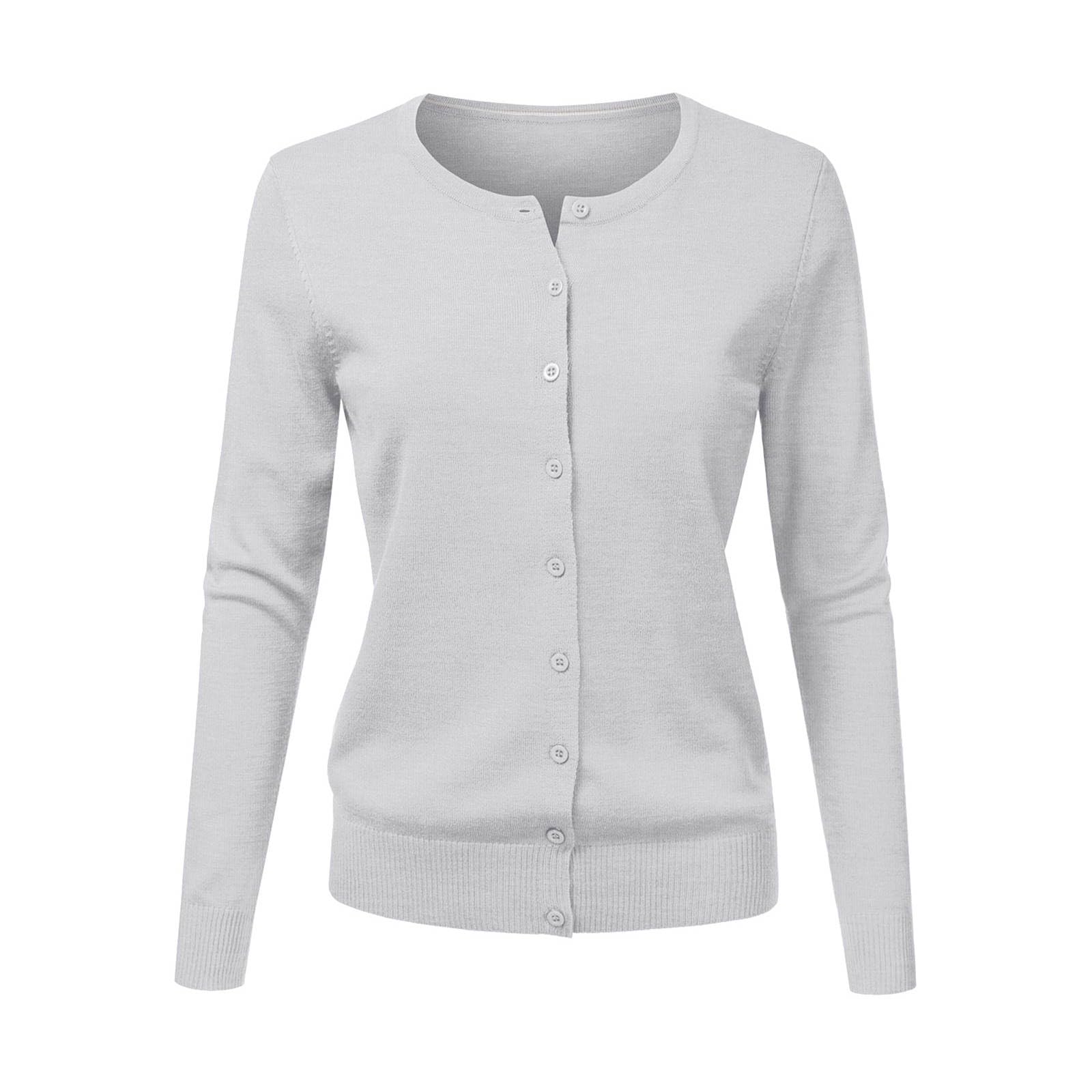 Generisch Chaqueta de punto para mujer, de verano, corta, elegante, con botones, informal, cómoda, suave, monocolor, cuello en U, abrigo de punto, informal, manga larga, suéter de punto