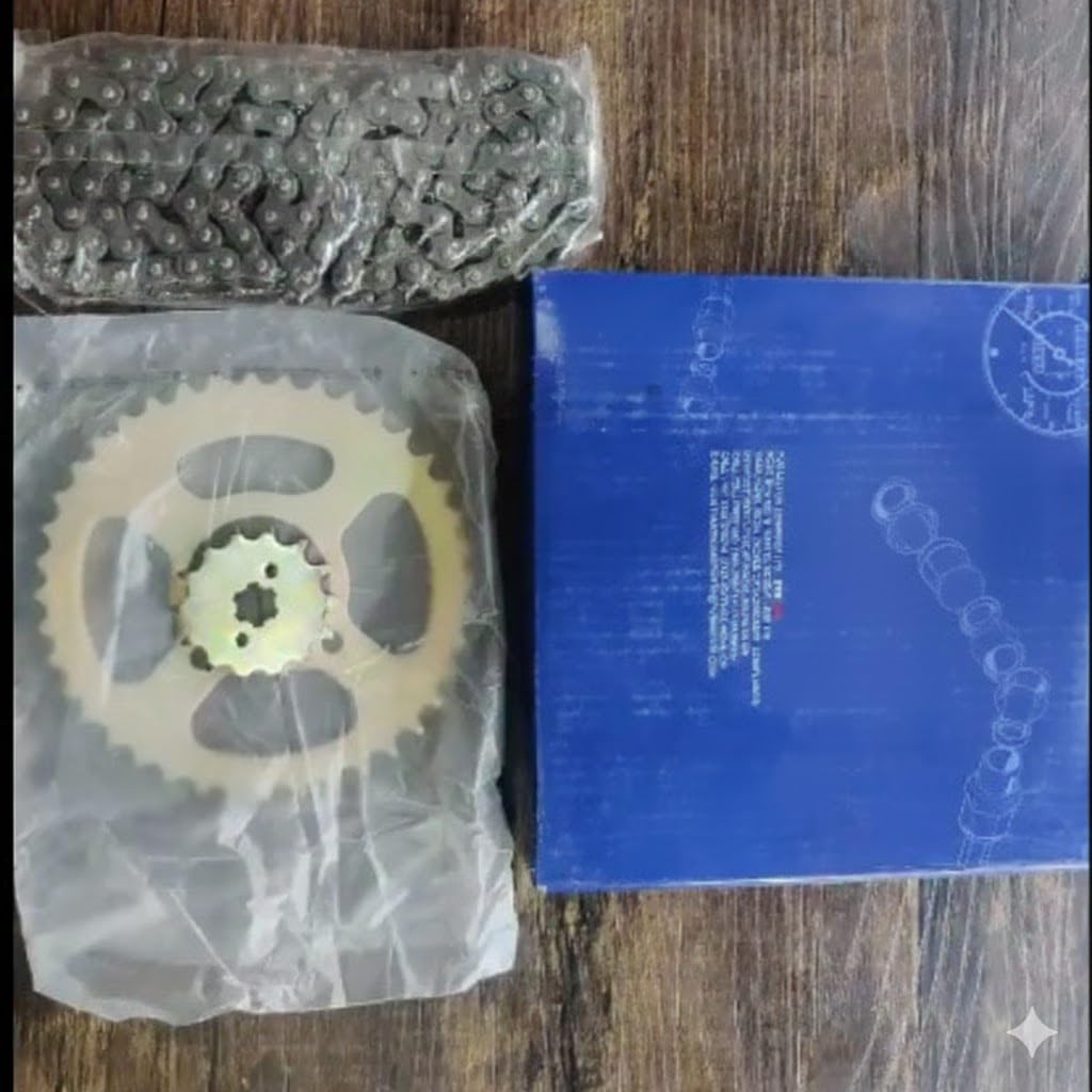 Chain Sprocket Kit for TVS Star Sport, BS3 and BS4 Compatible, Includes Chain and Sprockets
