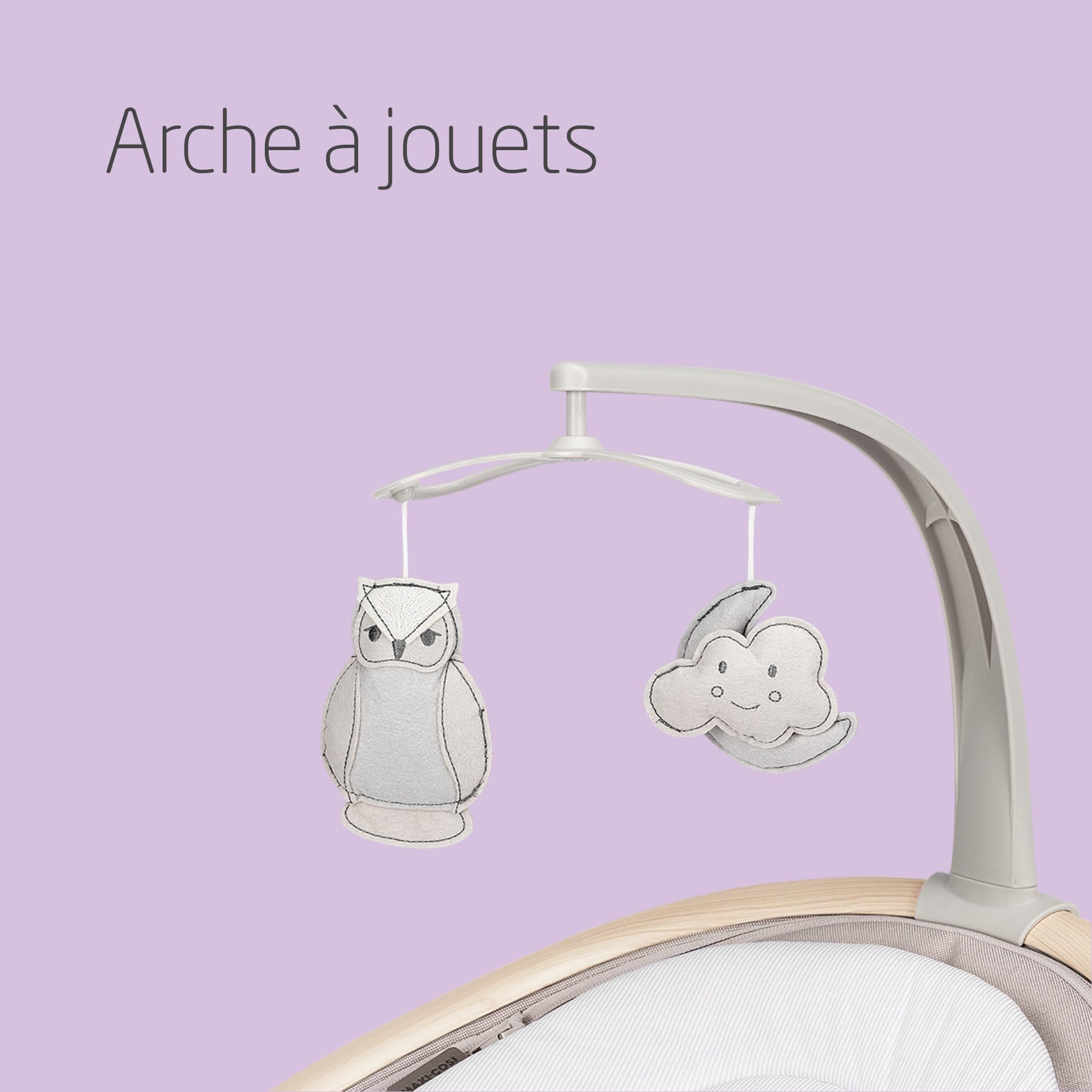 Maxi-Cosi Cassia balancelle bébé électrique, 0-6 mois, 9 kg max, transat bébé, 12 mélodies, rotation 360°, détection mouvement, 5 vitesses de balancement, Classic Beige
