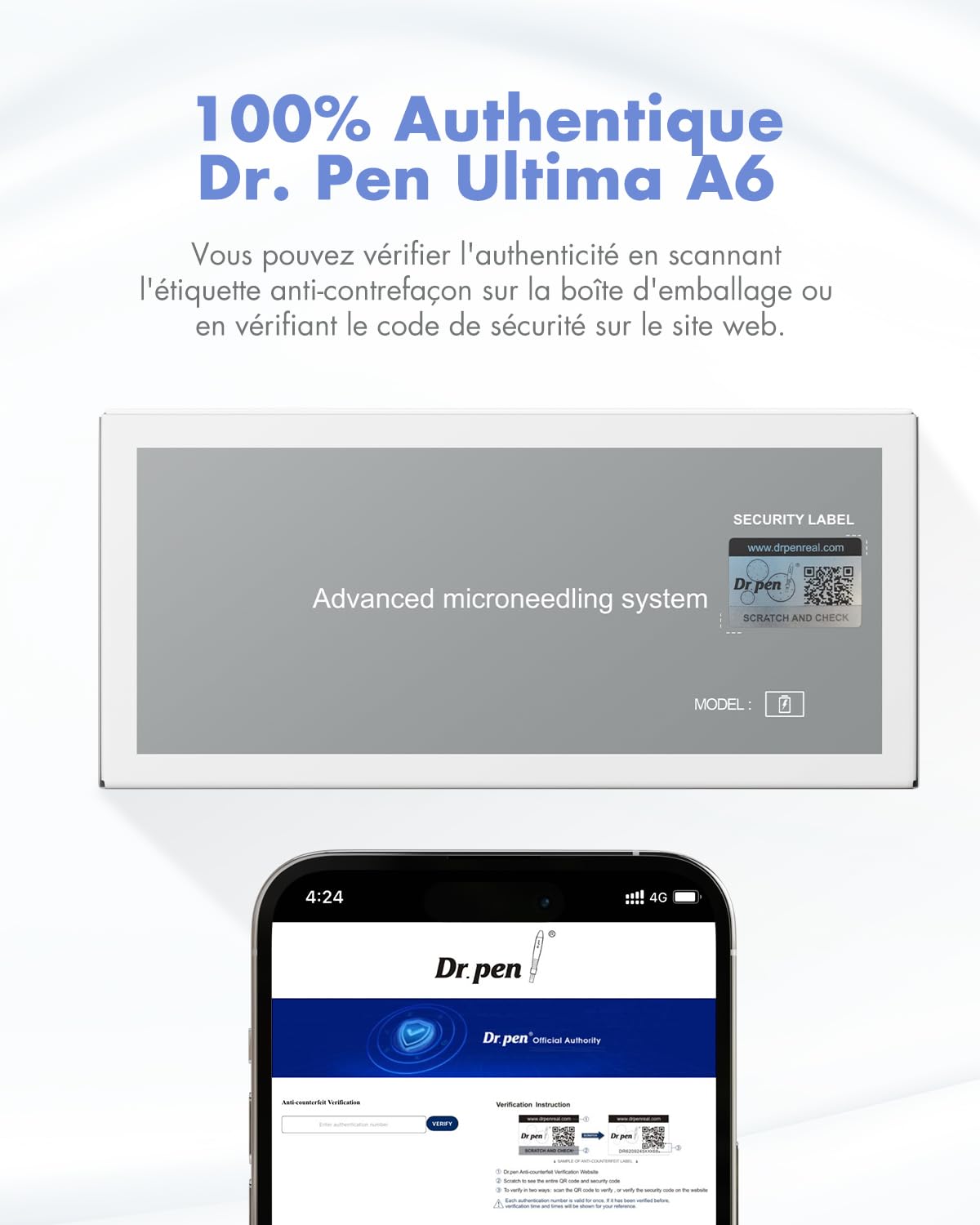 Dr. Pen Ultima A6 Stylo de Microneedling : Machine de Microneedling Sans Fil Dr. Pen avec 22 Cartouches