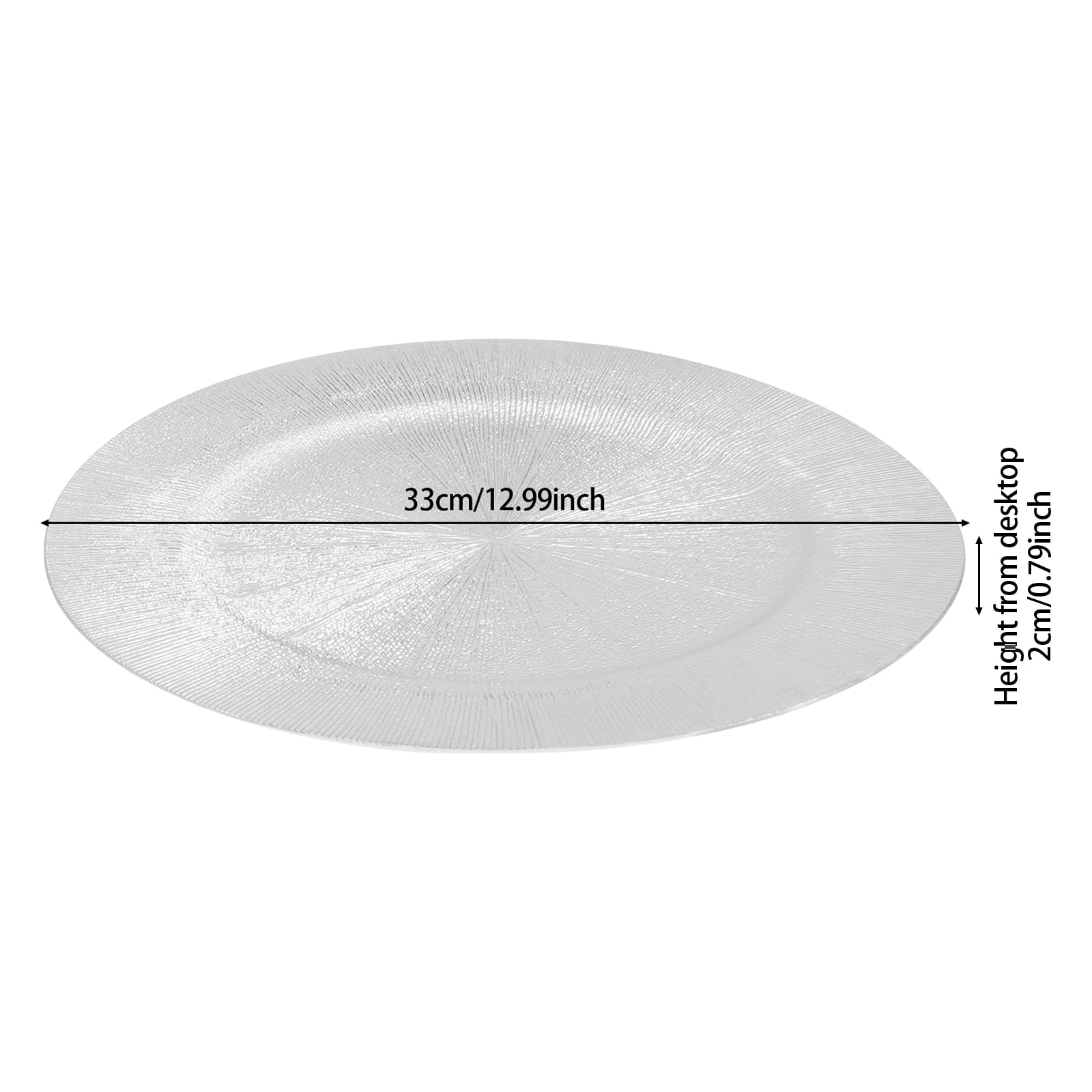 Ongniong 13 Inch Silver Charger Plates Bulk 100 Pcs Plastic Round Dinner Plates Disposable Charger Service Plate Set for Wedding Party Table Decoration