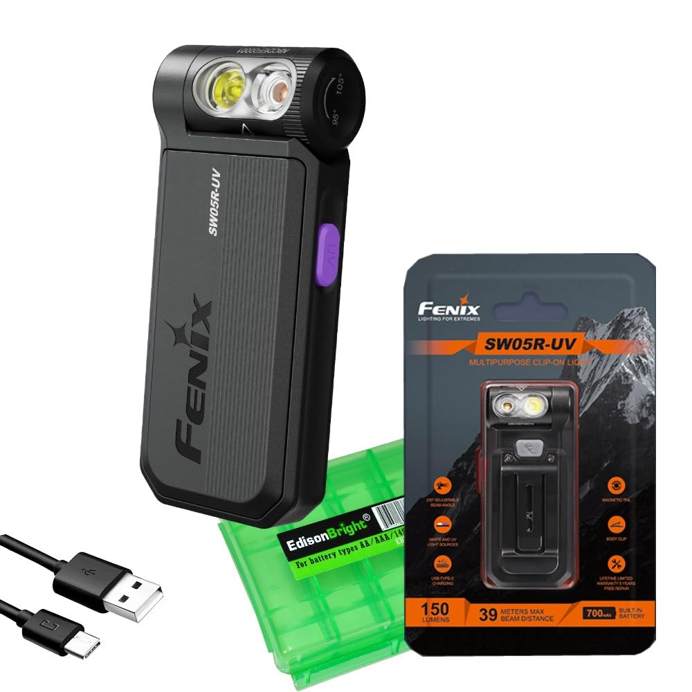 Fenix SW05R-UV Clip On Flat Body swival Flashlight with UV Light