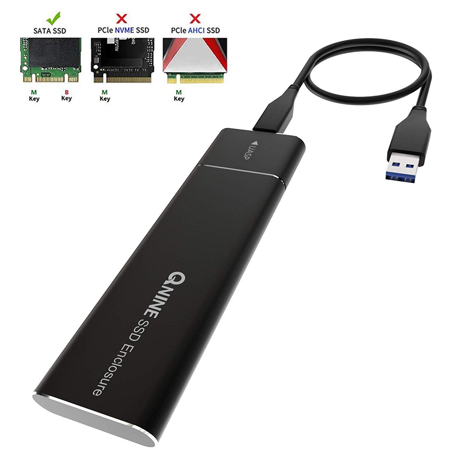 Buy QNINE M.2 to USB Enclosure, UASP High Speed M2 SSD to USB C Adapter