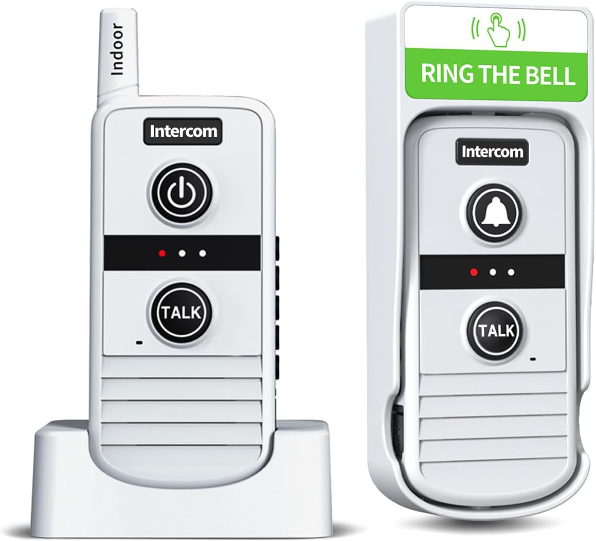 Wireless Intercom Doorbell,4900ft Long Range Home Intercom System,Two Way Intercom for Elderly with 16 channels,21 Ringtones, 4 Volume Levels,Room to Room Intercom for Home Business Communication