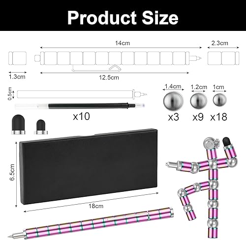 Miniatura 2 de OSDUE Bolígrafo para ansiedad mejorado, bolígrafo magnético, bolígrafo magnético de descompresión, bolígrafo multifuncional capacitivo para pantalla