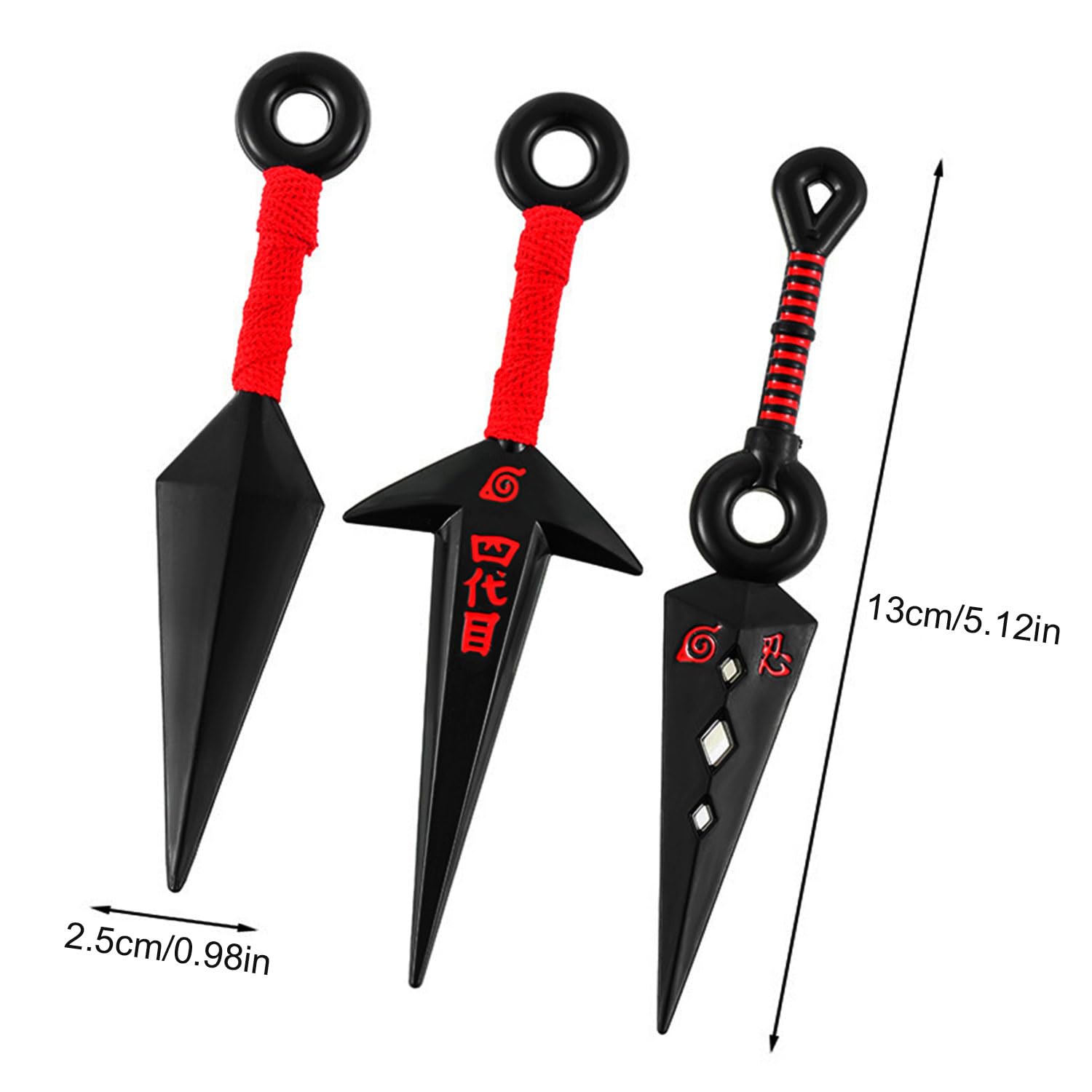 TecoKart 3 Pcs Kunai Anime Cosplay Props, Red Shurike Accessories for Anime Cosplays, Space Ninjutsu Kunai Cosplay Equipment, Japanese ABS Cosplays Prop(13cm/5.12in) - Image 5 thumbnail