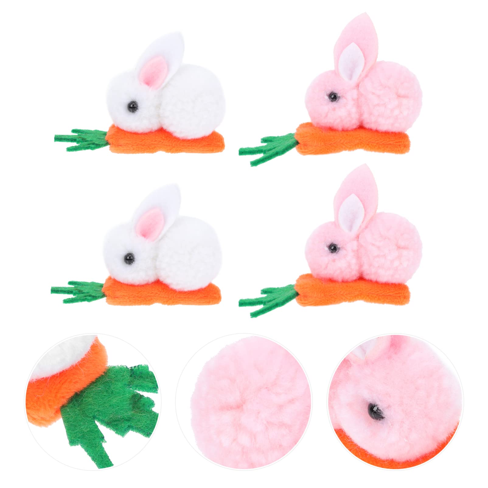 minkissy 4 Pièces Pinces à Cheveux Lapin Peluche Barrettes à Cheveux Carotte Filles Coiffe Lapin Lot
