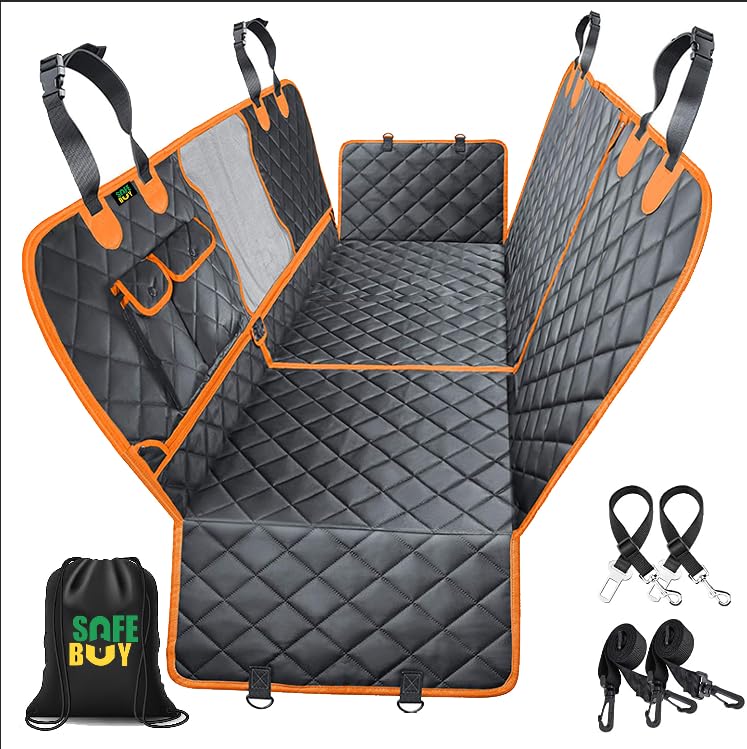 5-in-1 Convertible Dog Car Seat Cover Hammock with 60/40 Split | Waterproof, Non-Slip, Scratchproof Back Seat Protector for Cars, SUVs & Trucks
