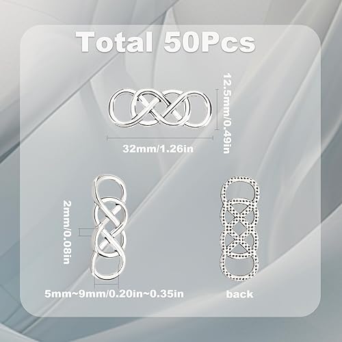 Miniatura 2 de SUNNYCLUE 1 caja de 50 dijes de infinito a granel de infinito a granel de plata con nudo celta doble infinito número 8, dijes de conector de enlace