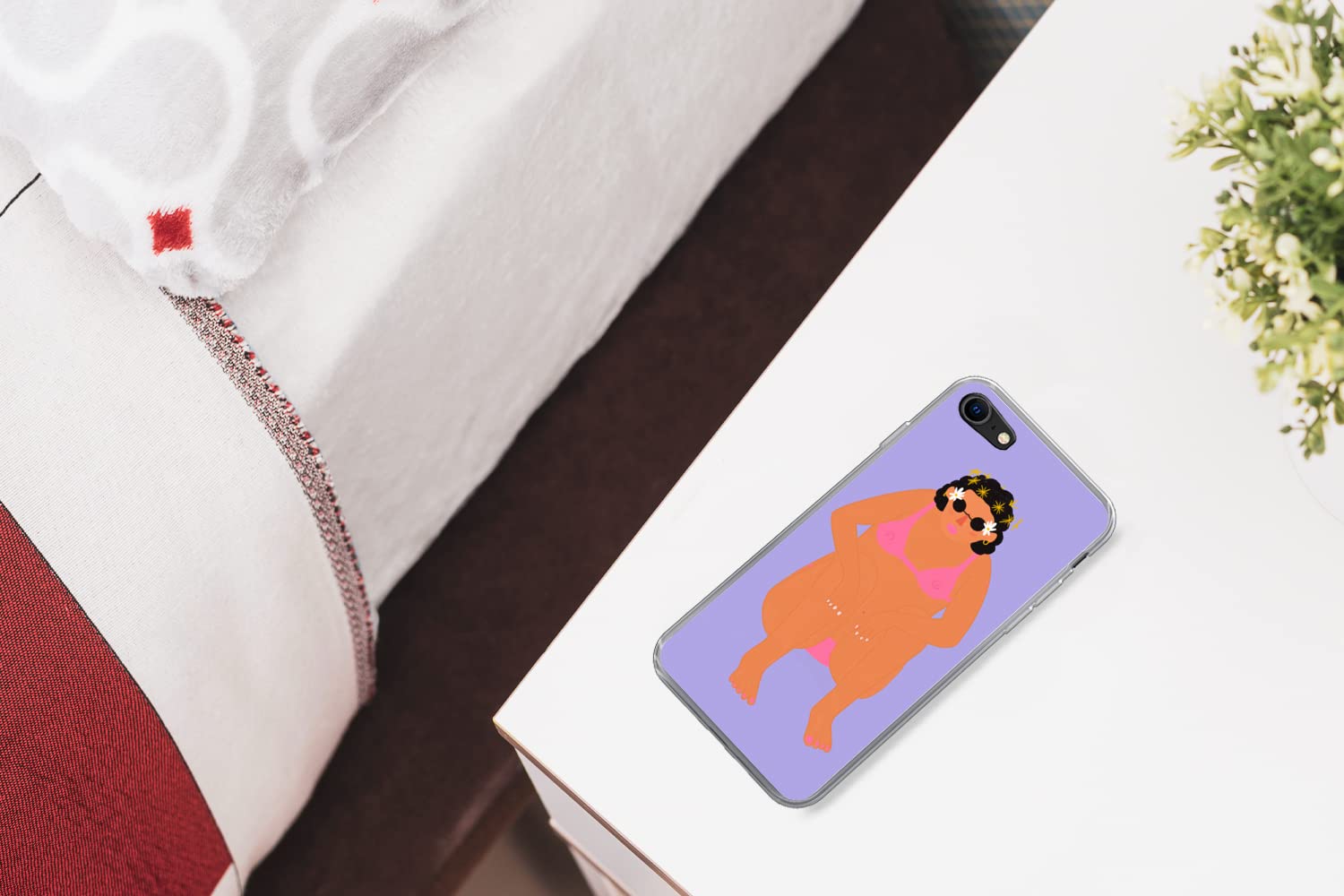 MuchoWow Funda para iPhone 7 - Mujer - Bikini - Retro - Funda de Silicona/Funda Blanda para teléfono móvil
