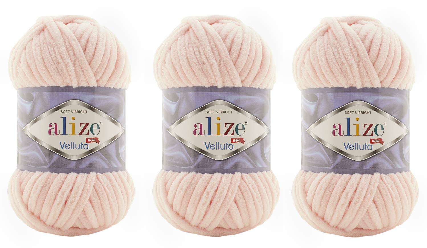 AlizeVelluto 100% MicroPolyester Baby Blanket Yarn Lot of 3 skn 225 Yards 3x100gram, Yarn Weight: Super Bulky 6 (340 Powder)