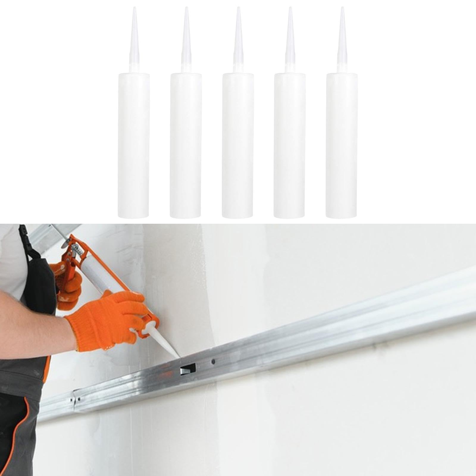 Sharplace Tubes de calfeutrage vides avec buses, tubes de calfeutrage en latex, cartouches rechargeables de 310 ml, tubes de mastic de calfeutrage pour, 5 pièces