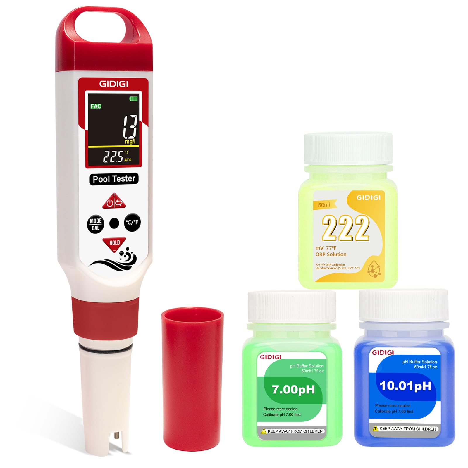 Testeur de chlore et de pH numérique, Salinomètre pour piscine | testeur d'eau 7 en 1 avec fonctions pH, ORP, chlore, EC, TDS,sel et température pour piscine, spa et eau potable
