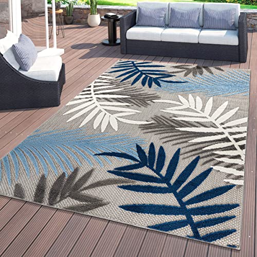 Rugshop Evora Palm Frond Non-Shedding Patio Deck Backyard Indoor/Outdoor Area Rug 7'10