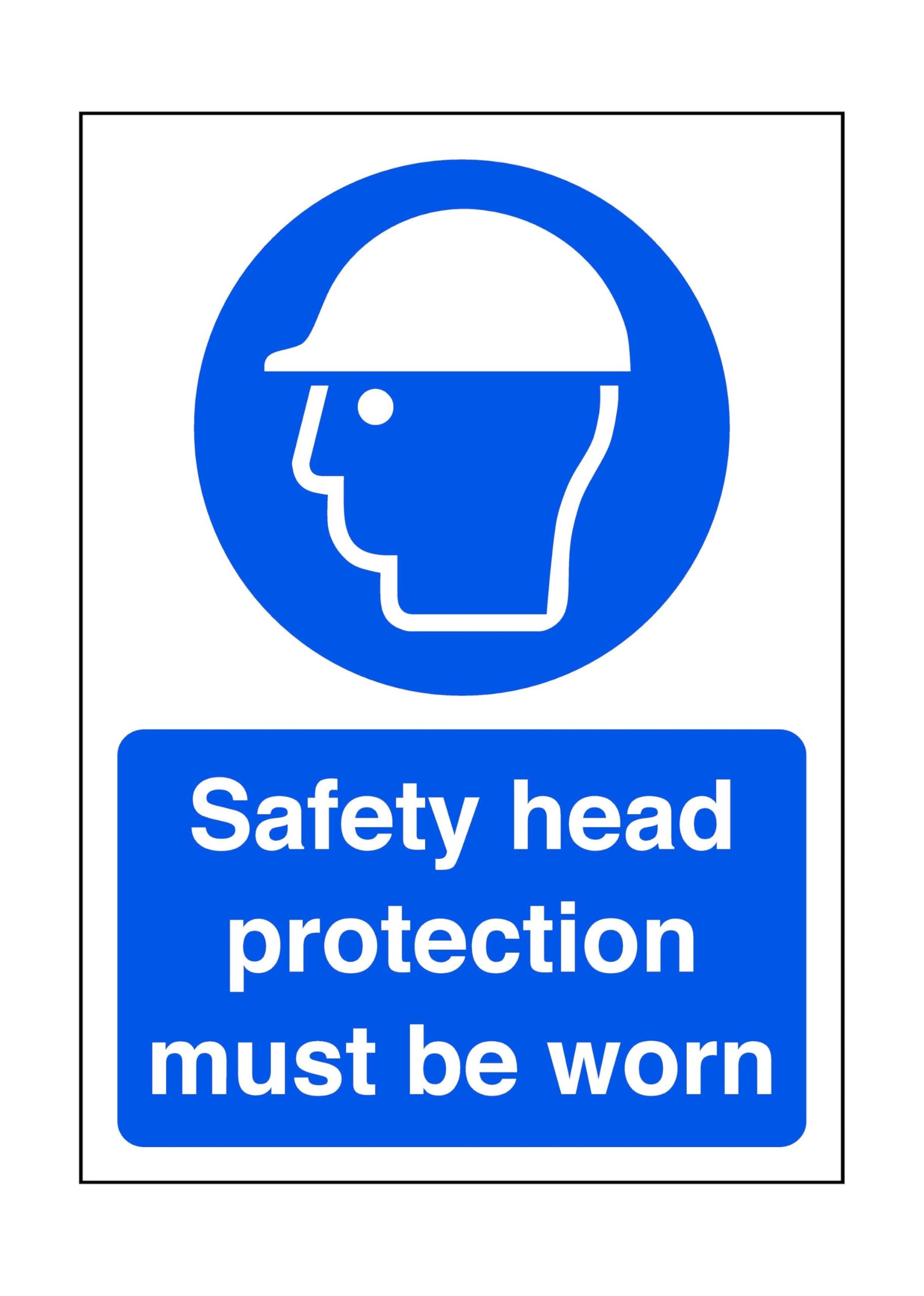 Safety First Display Ltd Blue/White Safety Head Protection Must Be Worn - Safety Sign, Ppe, Head Protection - 1.2Mm Rigid Plastic For Indoor/Outdoor Usage (300Mm X 200Mm) Viewing Distance Within 7M.