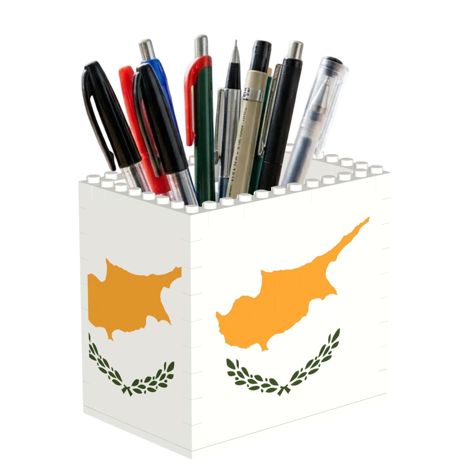 SXZVVBN Flag of Cyprus Building Block Desk Tidy ABS Organiser