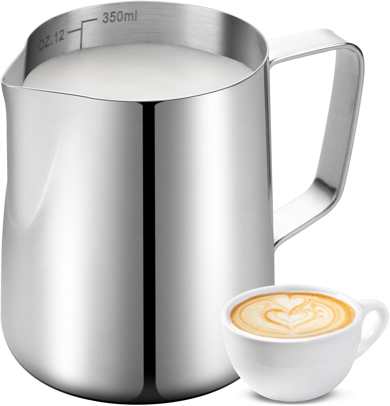 SHARDOR Milk Frother Jug for Coffee Machine, 350ml/12oz 304 Stainless