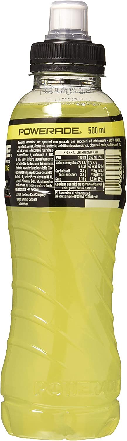 Bevanda energetica Limone Bebida deportiva limón 24 x 50cl | Isotonico, refrescante después del entrenamiento, pratico per palestra, viaggio e scorta frigo, peso neto total 12 l