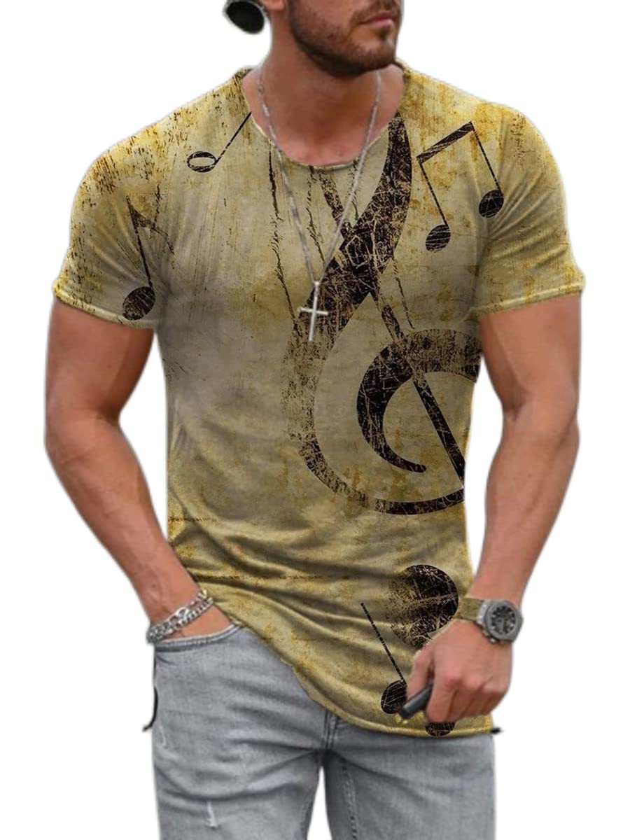 Ming Yang2021 European and American Men's Street Casual Trend Abstract Painting Print Short-Sleeved T-Shirt