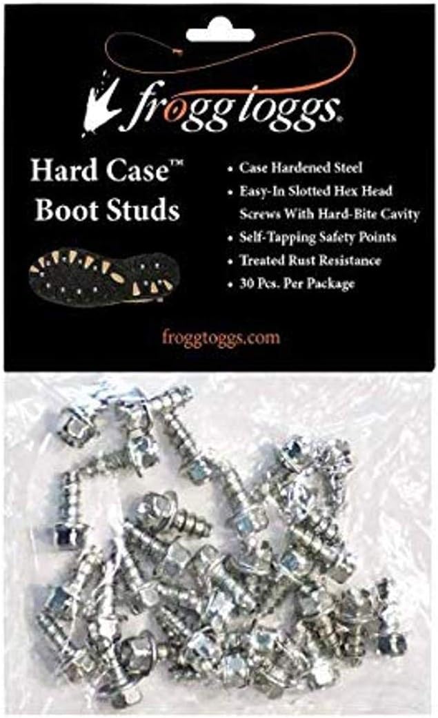 Frogg Toggs Hard Case Steel Boot Studs - 30 Pack Rust-Resistant Traction for Wading Boots & Fly Fishing