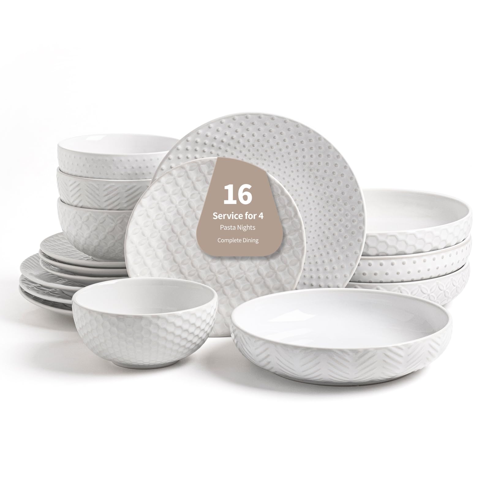 Amazon.com | FOBENTA 16-Piece Ceramic Plates and Bowls Set,Dual