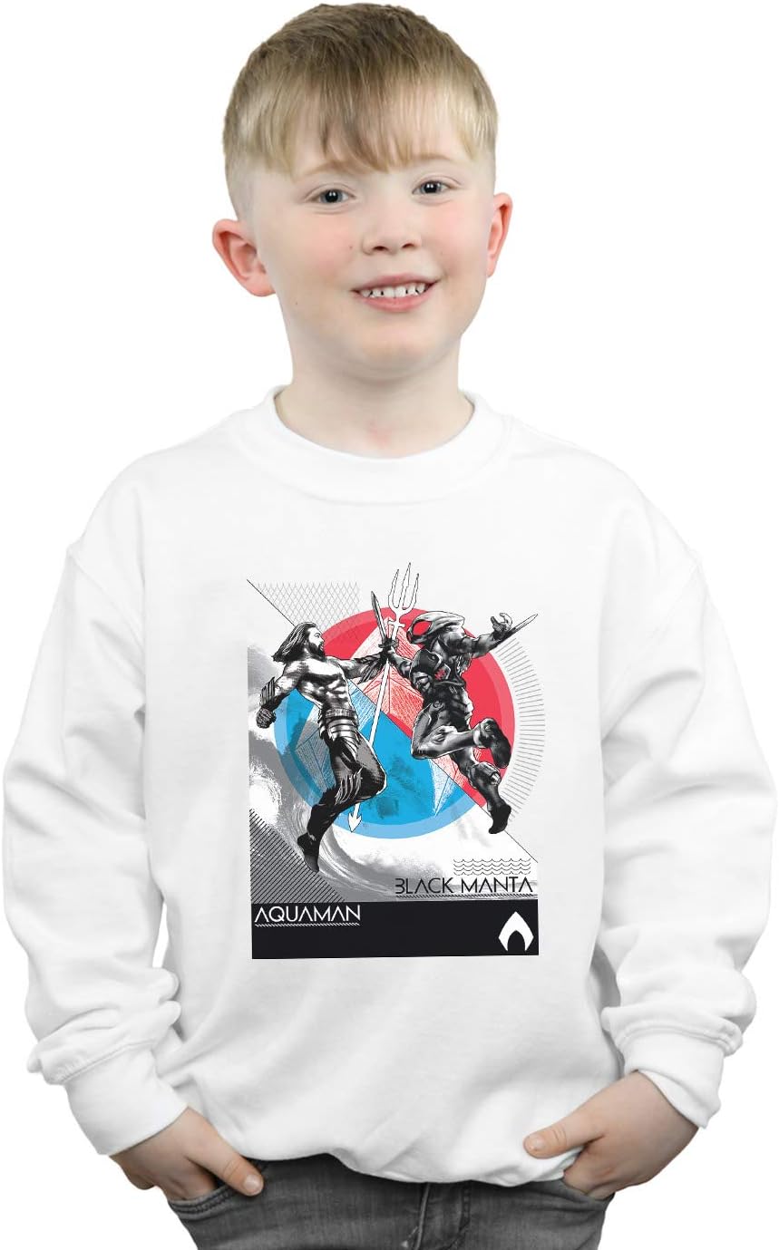 DC Comics Boys Aquaman Vs Black Manta Sweatshirt White 7-8 Years