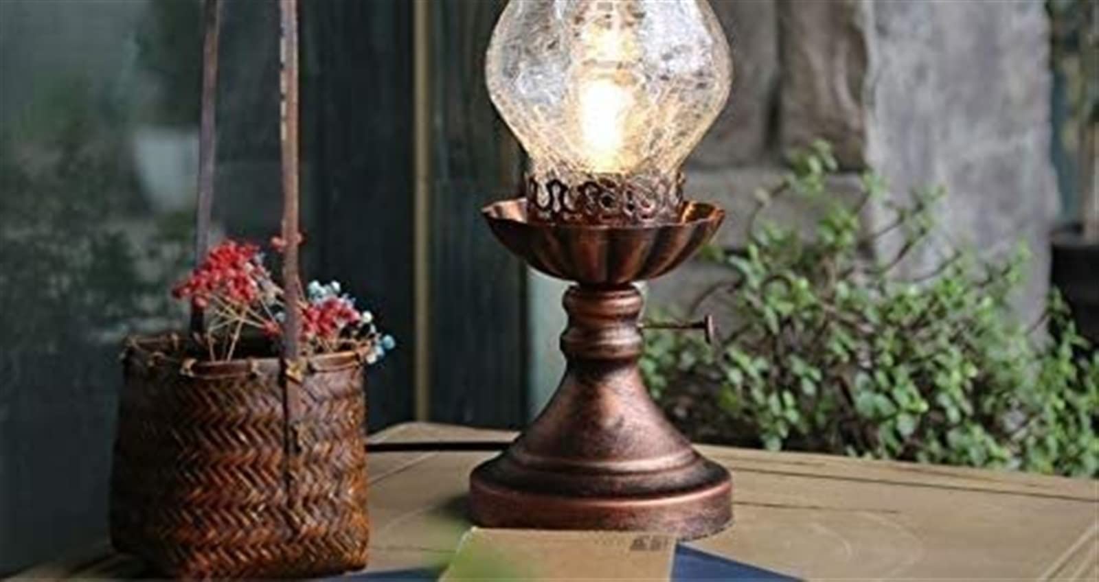 Glas Kerosinlampe Öllampe, Elektrische Glas Petroleumlampe Amerikanische Retro Nostalgische Tischlampe Klassische Antike Eisen Petroleumlaterne(Yellow)