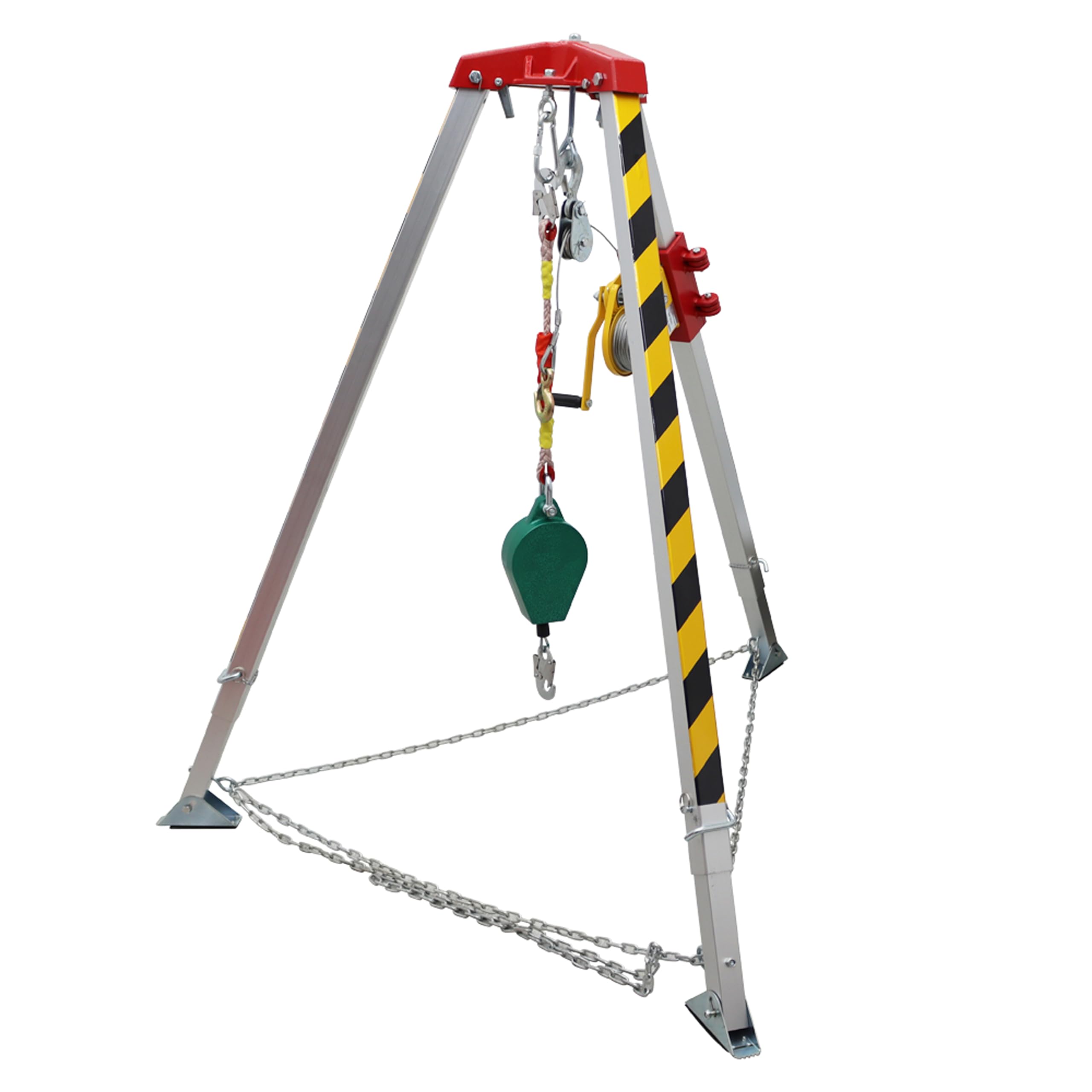 TECHTONGDA Rescue Tripod Confined Space Tripod Kit with 2600 LBS Lifting Winch 99ft Steel Cable with Retractable Support Legs with 33ft Fall Arrestor