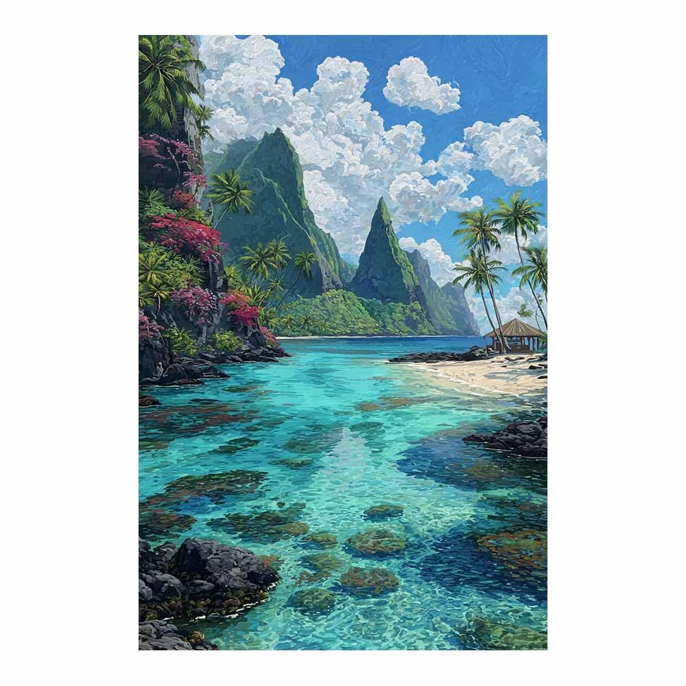 HOQIU Landscape wall art Tropical Island Paradisess Art canvas art, art print, house decor, bedroom wall decor above bed, prints for living room.(Multicolor)-70x100cm Unframed