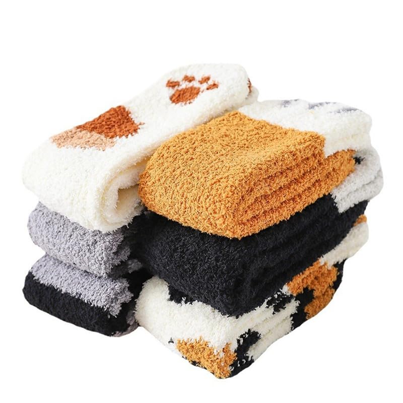 Yolhloy 5 Paires Chaussettes Moelleuses Enfants Hiver - Chaussettes Polaires Animaux Thermiques et Douces pour Filles et Garçons