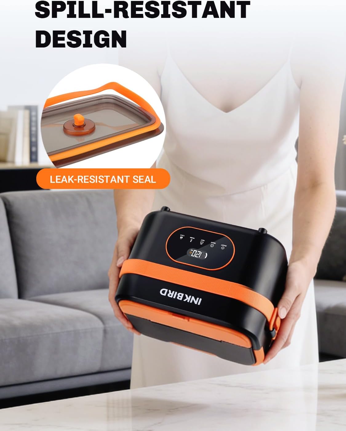 Inkbird Cordless Electric Lunch Box for Adults, 16000mAh Rechargeable Heated Lunch Box, 1.5L 60W Self-Heating Food Warmer for Men, Women, Construction Workers, Drivers, Office Workers