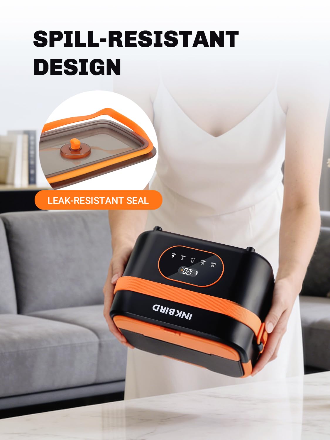 Inkbird Contenitore per il pranzo elettrico, 60 W, con funzione di riscaldamento rapido, ricaricabile, portatile, 1,5 l, a tenuta stagna, riscaldato, per ufficio, camion, esterno