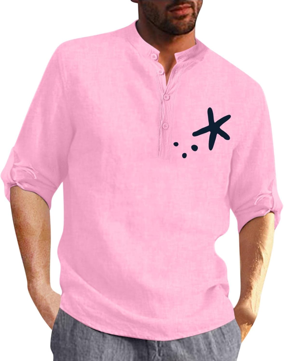 Men's Graphic Henley Shirt Button Down Long Sleeve Nigeria Ubuy