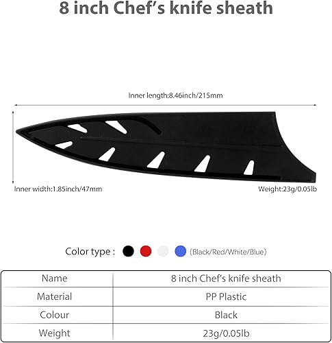 Vista 231 de XYJ Juego de 2 fundas de cuchillo de seguridad para cuchillos, protector de borde, funda universal para cuchillos, chef, cuchillo de cerámica