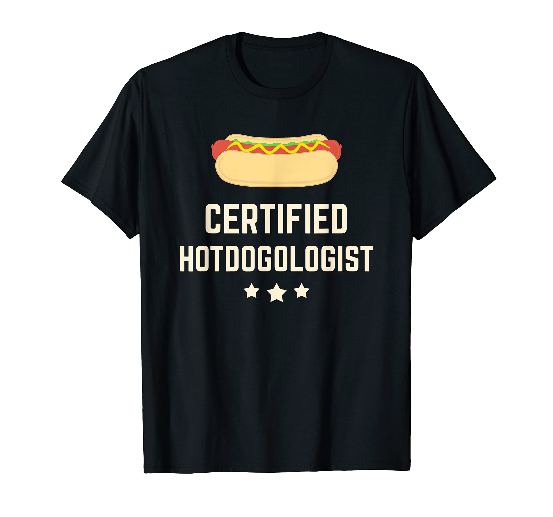 Certified Hotdogolist Hot Dog T-Shirt Gift Tee T-Shirt, Black