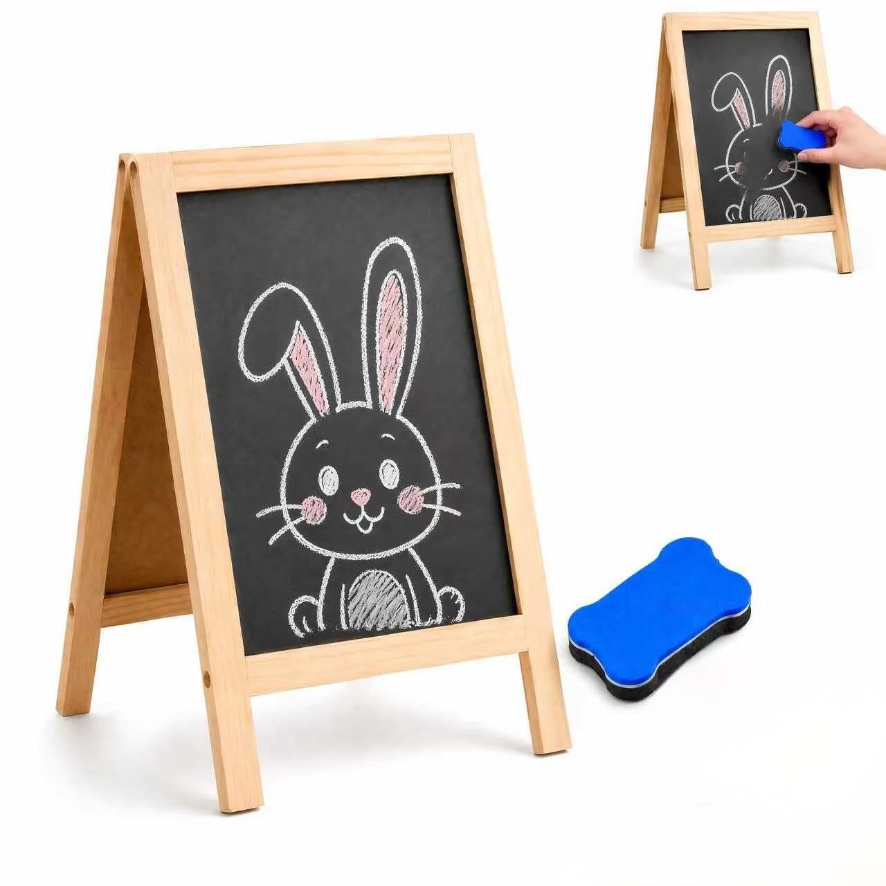 2 Pcs Frame Sign Board, 40 × 25cm Double Sided Pavement Board (Black)